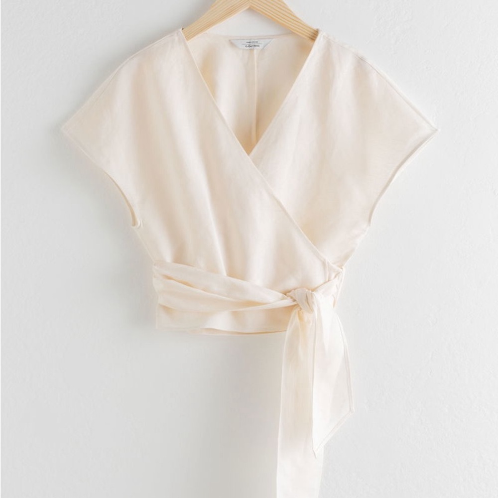 &Other Stories Linen Blend Wrap Top